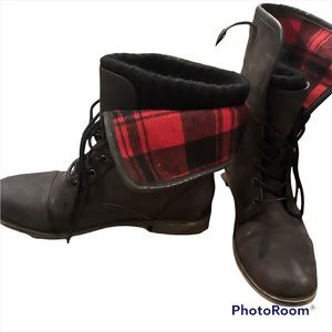 Black and red boots